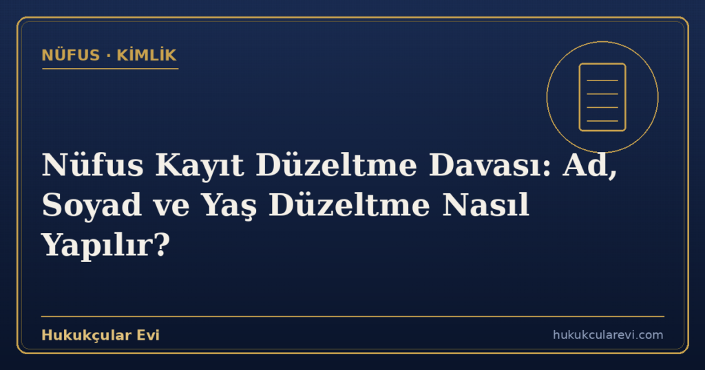 Nüfus Kayıt Düzeltme Davası: Ad, Soyad ve Yaş Düzeltme Nasıl Yapılır?