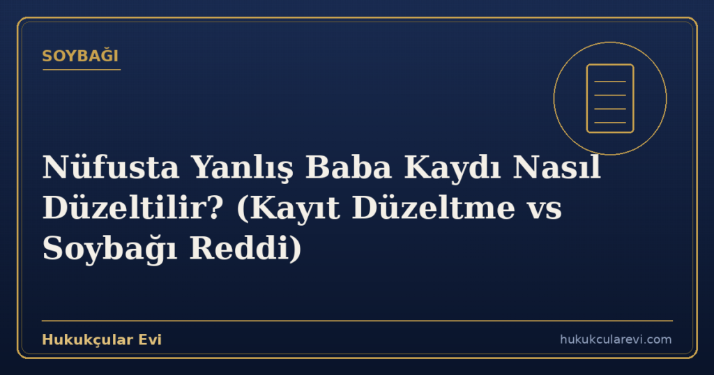 Nüfusta Yanlış Baba Kaydı Nasıl Düzeltilir? (Kayıt Düzeltme vs Soybağı Reddi)