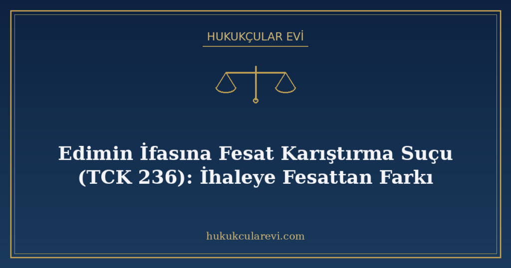Edimin İfasına Fesat Karıştırma Suçu (TCK 236): İhaleye Fesattan Farkı Edimin İfasına Fesat Karıştırma Suçu (TCK 236): İhaleye Fesattan Farkı