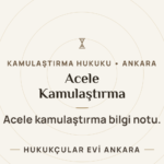 ACELE KAMULAŞTIRMA BİLGİ NOTU — Hukukçular Evi Ankara