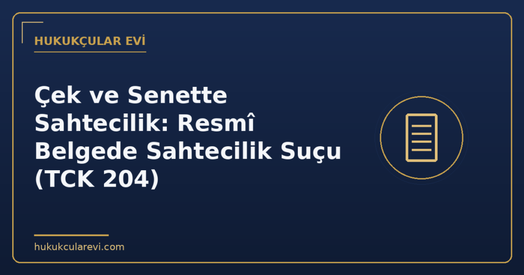 Çek ve Senette Sahtecilik: Resmî Belgede Sahtecilik Suçu (TCK 204)