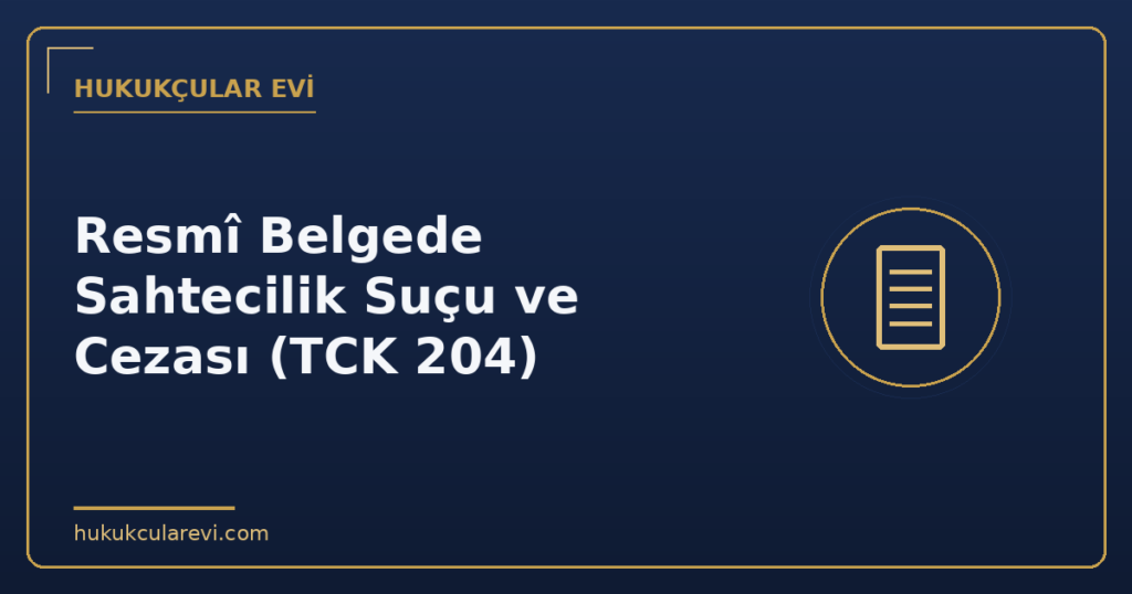 Resmî Belgede Sahtecilik Suçu ve Cezası (TCK 204)