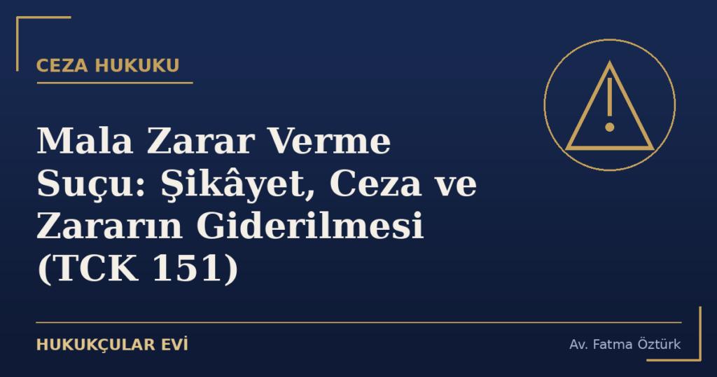 Mala Zarar Verme Suçu: Şikâyet, Ceza ve Zararın Giderilmesi (TCK 151)