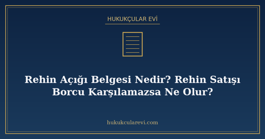 Rehin Açığı Belgesi Nedir? Rehin Satışı Borcu Karşılamazsa Ne Olur? Rehin Açığı Belgesi Nedir? Rehin Satışı Borcu Karşılamazsa Ne Olur?
