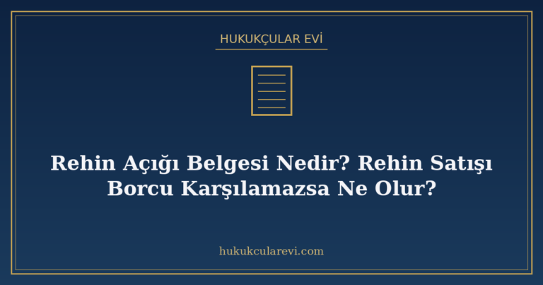 Rehin Açığı Belgesi Nedir? Rehin Satışı Borcu Karşılamazsa N