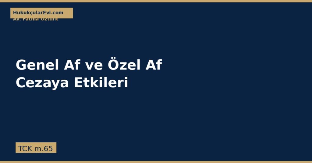 Genel Af ve Özel Af: Cezaya Etkileri (TCK 65) Genel Af ve Özel Af: Cezaya Etkileri (TCK 65)