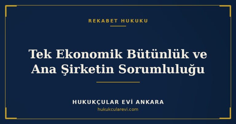 Tek Ekonomik Bütünlük ve Ana Şirketin Sorumluluğu — Hukukçular Evi Ankara