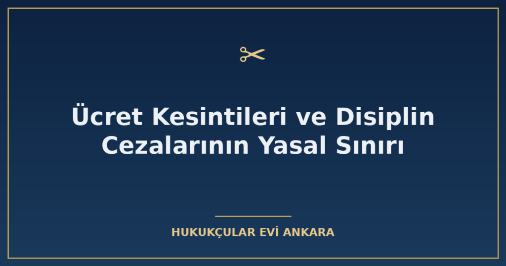 Ücret Kesintileri ve Disiplin Cezalarının Yasal Sınırı Ücret Kesintileri ve Disiplin Cezalarının Yasal Sınırı