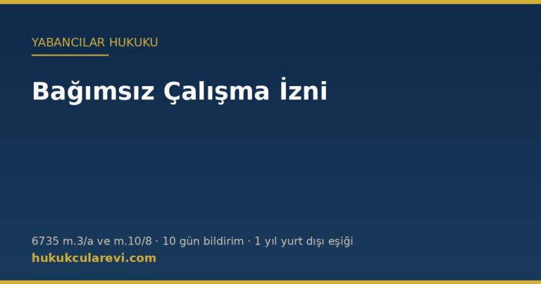 Bağımsız çalışma izni — 6735 sayılı Uluslararası İşgücü Kanunu ve yabancı girişimciler