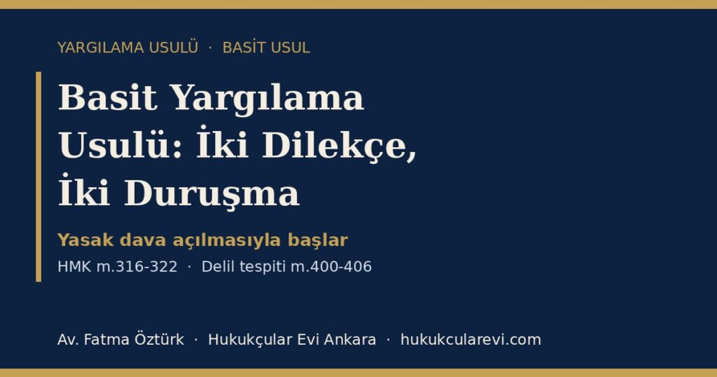 Basit Yargılama Usulü 2026 (HMK m.316-322): Uygulama Alanı, İki Dilekçe Kuralı, Erken Başlayan Yasak ve Delil Tespiti — Dilekçe Örneğiyle Basit Yargılama Usulü 2026 (HMK m.316-322): Uygulama Alanı, İki Dilekçe Kuralı, Erken Başlayan Yasak ve Delil Tespiti — Dilekçe Örneğiyle