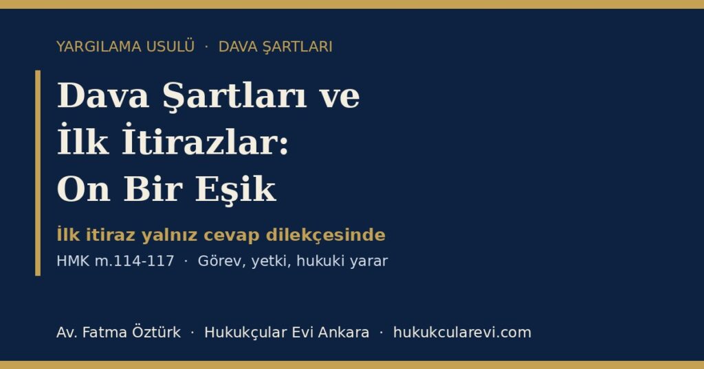 Dava Şartları ve İlk İtirazlar 2026 (HMK m.114-117): On Bir Şart, Görev ve Yetki, Yetki İtirazı ve Hukuki Yarar — Cevap Dilekçesi Örneğiyle Dava Şartları ve İlk İtirazlar 2026 (HMK m.114-117): On Bir Şart, Görev ve Yetki, Yetki İtirazı ve Hukuki Yarar — Cevap Dilekçesi Örneğiyle