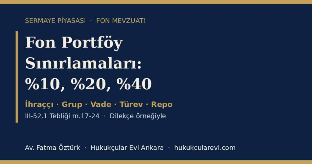 Fon Portföy Sınırlamaları 2026 (III-52.1 Tebliği m.17-24): İhraççı, Grup, Vade, Repo, Ödünç ve Türev Araç Sınırları — Dilekçe Örneğiyle Fon Portföy Sınırlamaları 2026 (III-52.1 Tebliği m.17-24): İhraççı, Grup, Vade, Repo, Ödünç ve Türev Araç Sınırları — Dilekçe Örneğiyle