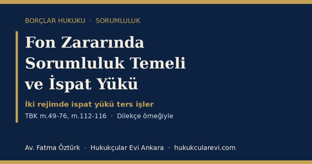 Fon Zararında Sorumluluk Temeli 2026 (TBK m.49-76, m.112-116): Haksız Fiil mi Sözleşmeye Aykırılık mı, İspat Yükü ve Müteselsil Sorumluluk — Dilekçe Örneğiyle Fon Zararında Sorumluluk Temeli 2026 (TBK m.49-76, m.112-116): Haksız Fiil mi Sözleşmeye Aykırılık mı, İspat Yükü ve Müteselsil Sorumluluk — Dilekçe Örneğiyle