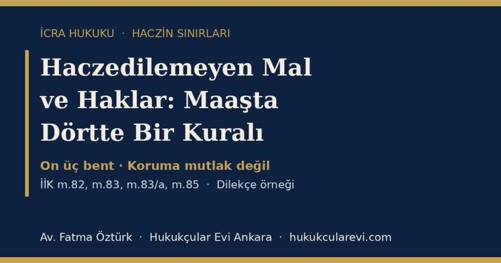 Haczedilemeyen Mal ve Haklar 2026 (İİK m.82-83): Maaş Haczinde Dörtte Bir Kuralı, Haline Münasip Ev ve Şikâyet Yolu — Dilekçe Örneğiyle Haczedilemeyen Mal ve Haklar 2026 (İİK m.82-83): Maaş Haczinde Dörtte Bir Kuralı, Haline Münasip Ev ve Şikâyet Yolu — Dilekçe Örneğiyle