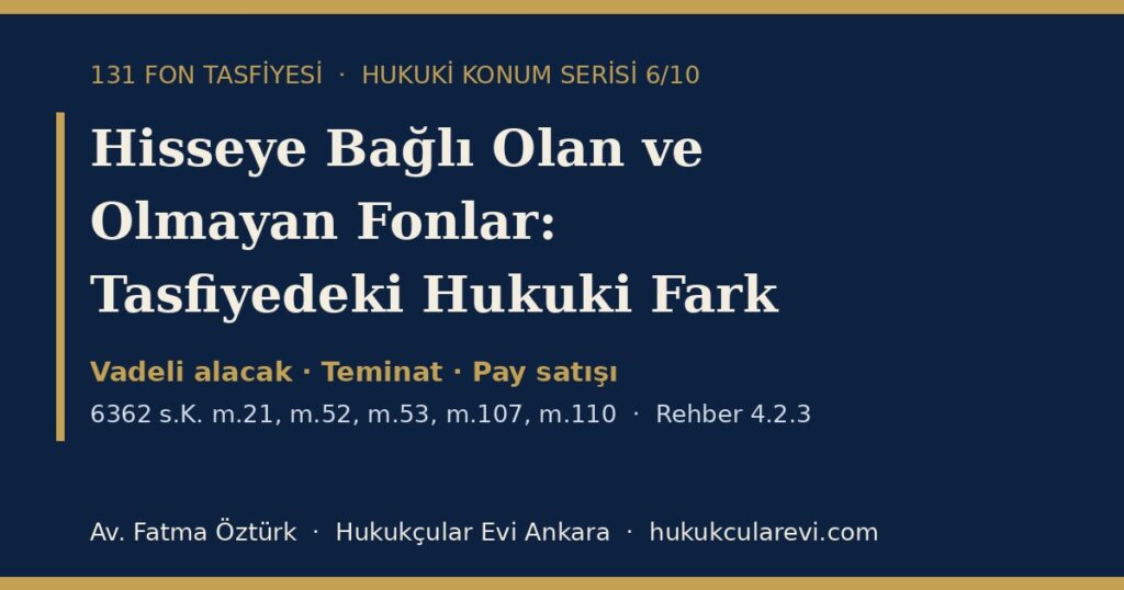 Hisseye Bağlı Olan ve Olmayan Fonlar 2026: Tasfiyede Hukuki Fark — Vadeli Alacak mı, Pay mı? (6362 s.K. m.21, m.52, m.53, m.107, m.110 ve Rehber 4.2.3 Kapsamında) Hisseye Bağlı Olan ve Olmayan Fonlar 2026: Tasfiyede Hukuki Fark — Vadeli Alacak mı, Pay mı? (6362 s.K. m.21, m.52, m.53, m.107, m.110 ve Rehber 4.2.3 Kapsamında)