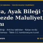 Kalça, Ayak Bileği ve Ayak Yaralanmalarında Maluliyet Oranı 2026: Hareket Kısıtlılığı, Ankiloz Tabloları, Kalça ve Diz Protezi Puanlaması (Tablo 3.8–3.33) ve Kombinasyon Kuralı