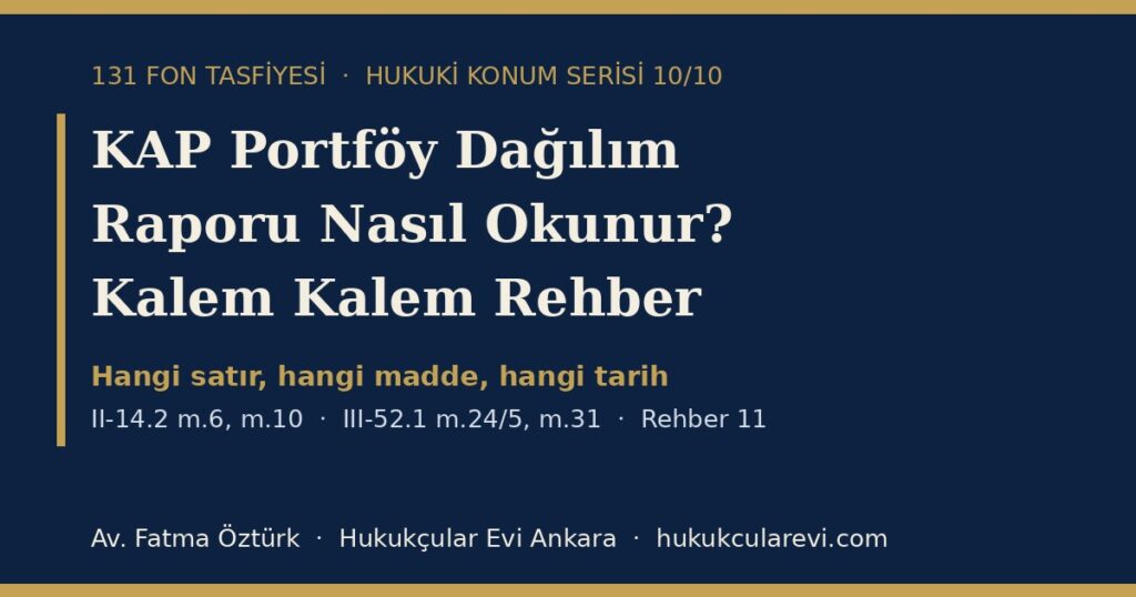 KAP Portföy Dağılım Raporu Nasıl Okunur? 2026 — Fon Tasfiyesinde Kalem Kalem İnceleme Rehberi: II-14.2 m.6 ve m.10 ile III-52.1 m.24/5, m.31 ve Rehber 11 Kapsamında KAP Portföy Dağılım Raporu Nasıl Okunur? 2026 — Fon Tasfiyesinde Kalem Kalem İnceleme Rehberi: II-14.2 m.6 ve m.10 ile III-52.1 m.24/5, m.31 ve Rehber 11 Kapsamında