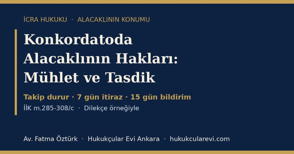 Konkordatoda Alacaklının Hakları 2026 (İİK m.285-308/c): Mühlet, Takip Yasağı, Oylama, Tasdik Şartları ve İtiraz Dilekçesi Örneği Konkordatoda Alacaklının Hakları 2026 (İİK m.285-308/c): Mühlet, Takip Yasağı, Oylama, Tasdik Şartları ve İtiraz Dilekçesi Örneği