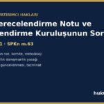 Kredi derecelendirme notu ve derecelendirme kuruluşunun sorumluluğu - Seri VIII No 51, SPKn m.63