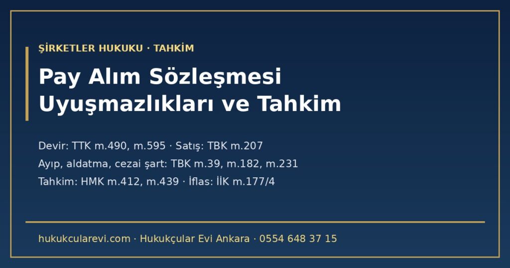 Pay (Hisse) Alım Sözleşmesi Uyuşmazlıkları ve Tahkim 2026 — Bedelin Ödenmemesi, Beyan ve Tekeffül İhlali, Ayıp, Cezai Şart, Hakem Kararı ve İflas Riski (TTK m.490, m.499, m.595; TBK m.39, m.125, m.182, m.219-231; HMK m.408, m.412-414, m.427, m.439; SPKn m.26) Pay (Hisse) Alım Sözleşmesi Uyuşmazlıkları ve Tahkim 2026 — Bedelin Ödenmemesi, Beyan ve Tekeffül İhlali, Ayıp, Cezai Şart, Hakem Kararı ve İflas Riski (TTK m.490, m.499, m.595; TBK m.39, m.125, m.182, m.219-231; HMK m.408, m.412-414, m.427, m.439; SPKn m.26)