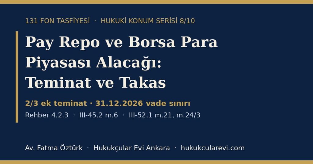 Pay Repo ve Borsa Para Piyasası Alacağı 2026: Fon Tasfiyesinde Teminat, Takas ve Uyum Takvimi — Rehber 4.2.3 ile III-45.2 m.6-7 ve III-52.1 m.21, m.24/3 Kapsamında Pay Repo ve Borsa Para Piyasası Alacağı 2026: Fon Tasfiyesinde Teminat, Takas ve Uyum Takvimi — Rehber 4.2.3 ile III-45.2 m.6-7 ve III-52.1 m.21, m.24/3 Kapsamında