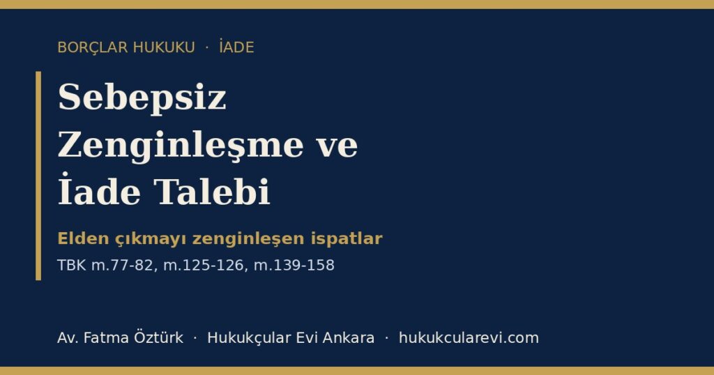 Sebepsiz Zenginleşme ve İade Talebi 2026 (TBK m.77-82, m.125-158): Elden Çıkma Savunması, Zamanaşımının Kesilmesi ve Takas — Dilekçe Örneğiyle Sebepsiz Zenginleşme ve İade Talebi 2026 (TBK m.77-82, m.125-158): Elden Çıkma Savunması, Zamanaşımının Kesilmesi ve Takas — Dilekçe Örneğiyle