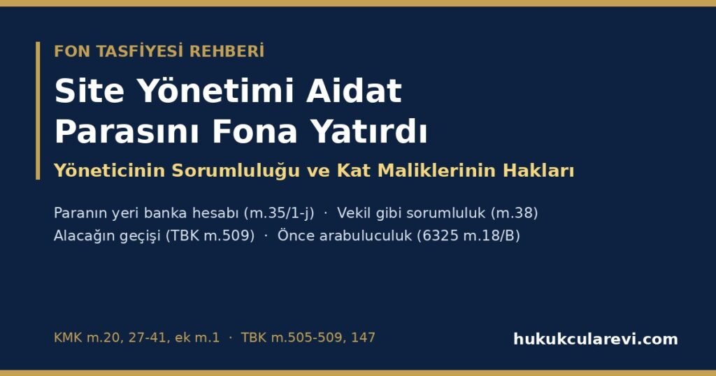 Site ve Apartman Yönetimi Aidat Parasını Fona Yatırdı 2026 (KMK m.35, 38, 39, 41): Yöneticinin Sorumluluğu, Kat Maliklerinin Hakları ve Arabuluculuk — Dava Dilekçesi Örneğiyle Site ve Apartman Yönetimi Aidat Parasını Fona Yatırdı 2026 (KMK m.35, 38, 39, 41): Yöneticinin Sorumluluğu, Kat Maliklerinin Hakları ve Arabuluculuk — Dava Dilekçesi Örneğiyle