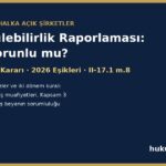 Sürdürülebilirlik raporlaması TSRS zorunlu mu - KGK kapsam kararı, 2026 eşikleri