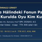 Tasfiye hâlindeki fonun elindeki paylar ve genel kurul: oy hakkını tasfiye bankası mı kurucu mu kullanır, SPK 2026/61 A/1, hazır bulunanlar listesi, nisap ve TTK 446