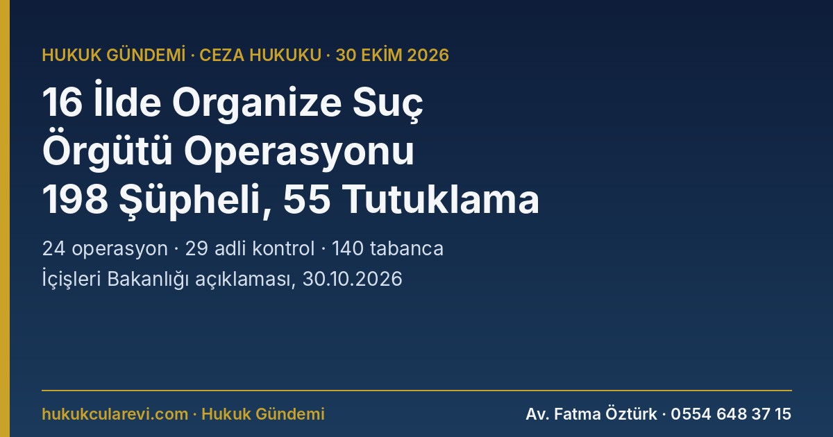 16 İlde Organize Suç Örgütü Operasyonu: 198 Şüpheliden 55’i Tutuklandı, 29’una Adli Kontrol — 140 Tabanca, 842 Silah Parçası ve 1,26 Milyon TL Ele Geçirildi