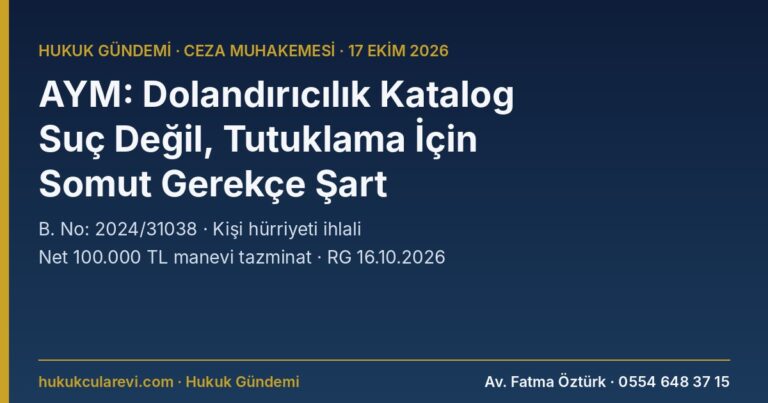 AYM: Nitelikli Dolandırıcılık Katalog Suç Değil — Kaçma ve Karartma Tartışılmadan Tutuklama Kişi Hürriyetini İhlal Etti (2024/31038)