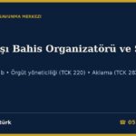 Yasa Dışı Bahis Organizatörü, Site Sahibi ve Ana Bayi Olarak Soruşturma 2026: Oynatma ve Yurt Dışı Siteye Erişim Cezası (7258 m.5/1-a, b), 7571 Sonrası Örgüt Kurma ve Yönetme (TCK 220/1, 220/5), Aklamada Bir Kat Artırım (TCK 282/4), El Koyma ve Müsadere (CMK 128, TCK 54-55), Şirkete Kayyım Sınırı (CMK 133/4) ve Savunma Dilekçesi