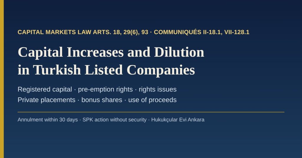 Capital Increases and Dilution in Turkish Listed Companies: Registered Capital, Pre-emption Rights, Rights Issues and Bonus Shares Capital Increases and Dilution in Turkish Listed Companies: Registered Capital, Pre-emption Rights, Rights Issues and Bonus Shares