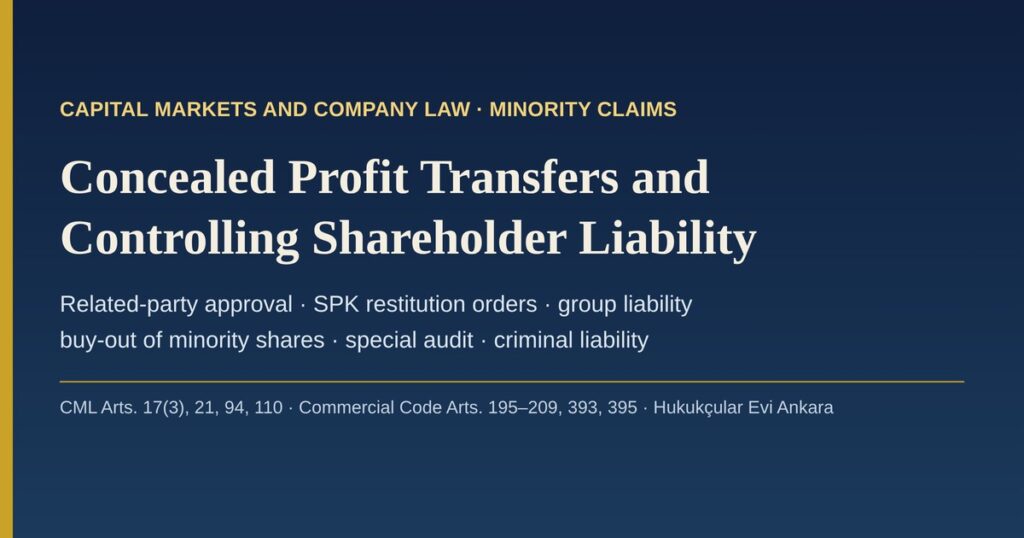 Concealed Profit Transfers and Controlling Shareholder Liability in Turkish Listed Companies: Capital Markets Law Article 21 and Commercial Code Article 202 Concealed Profit Transfers and Controlling Shareholder Liability in Turkish Listed Companies: Capital Markets Law Article 21 and Commercial Code Article 202