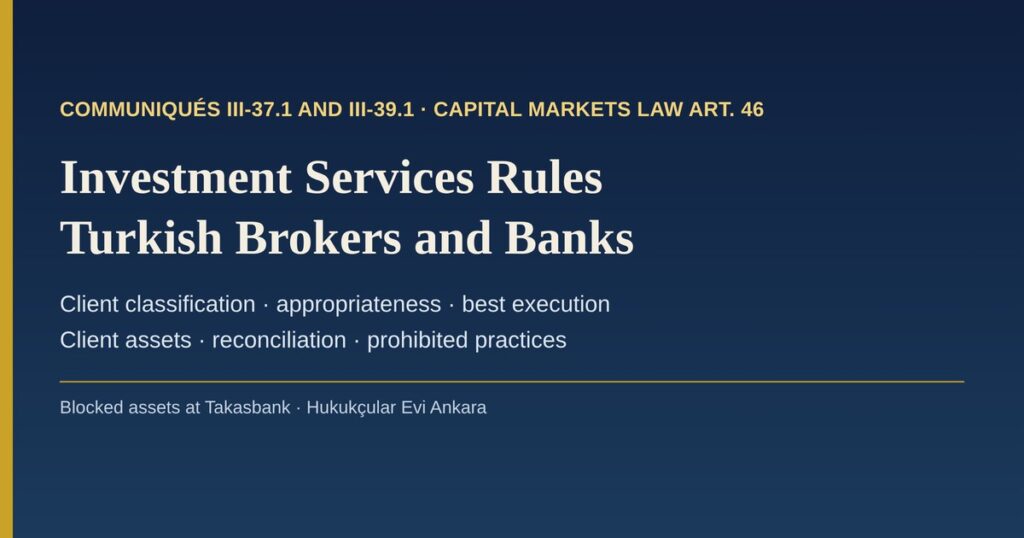 Investment Services Rules in Turkey: Communiqués III-37.1 and III-39.1 on Client Classification, Best Execution, Client Assets and Broker Conduct Investment Services Rules in Turkey: Communiqués III-37.1 and III-39.1 on Client Classification, Best Execution, Client Assets and Broker Conduct