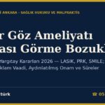 Lazer Göz Ameliyatı Sonrası Görme Bozukluğu: Tazminat ve Yargıtay Kararları 2026 — LASIK, PRK, SMILE; Keratektazi, Kuru Göz, Reklam Vaadi, Aydınlatılmış Onam ve Süreler