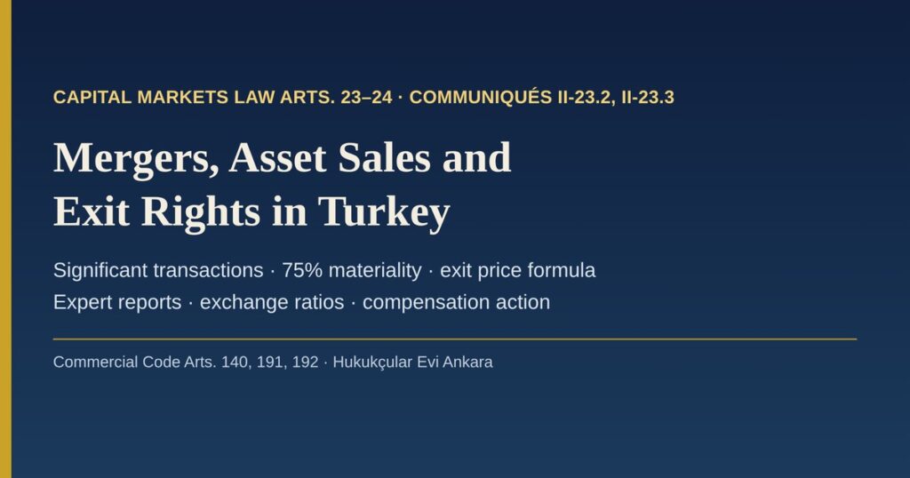 Mergers, Asset Sales and Exit Rights in Turkish Listed Companies: Significant Transactions, Communiqués II-23.2 and II-23.3 and the Compensation Action Mergers, Asset Sales and Exit Rights in Turkish Listed Companies: Significant Transactions, Communiqués II-23.2 and II-23.3 and the Compensation Action