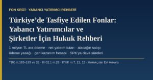 Türkiye’de Tasfiye Edilen Fonlar 2026: Yabancı Yatırımcılar ve Şirketler İçin Hukuk Rehberi — 1 Milyon TL Ara Ödeme, Net Yatırım Tutarı, Tasfiye Alacağının Satışı (TBK m.183–193), Ödeme Yasağı, Geri Kazanım Hesabı ve SPK’ya Karşı Davalar